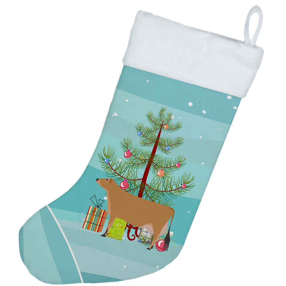 Jersey Cow Christmas Holiday Stocking Double-Sided Print, Polyester Suede,11x18, Made in USA