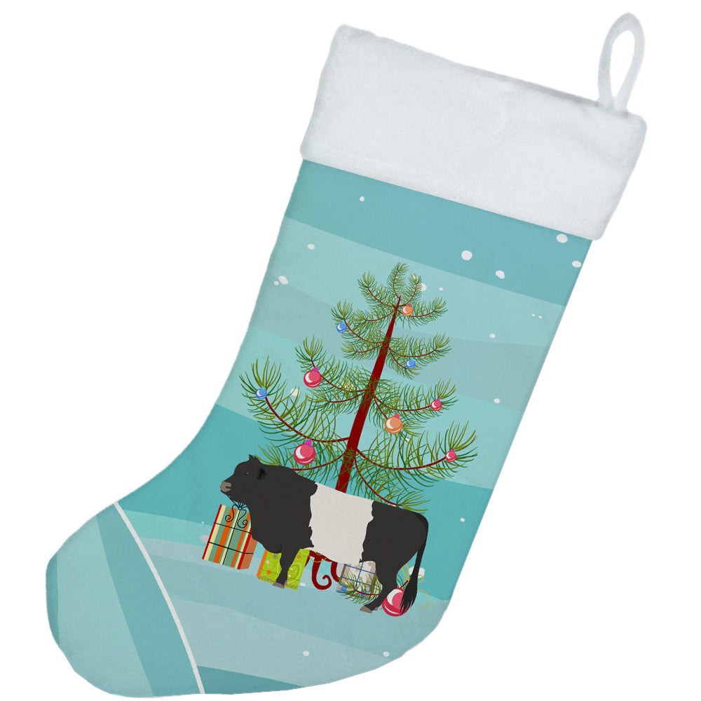 Belted Galloway Cow Christmas Holiday Stocking Double-Sided Print, Polyester Suede,11x18, Made in USA