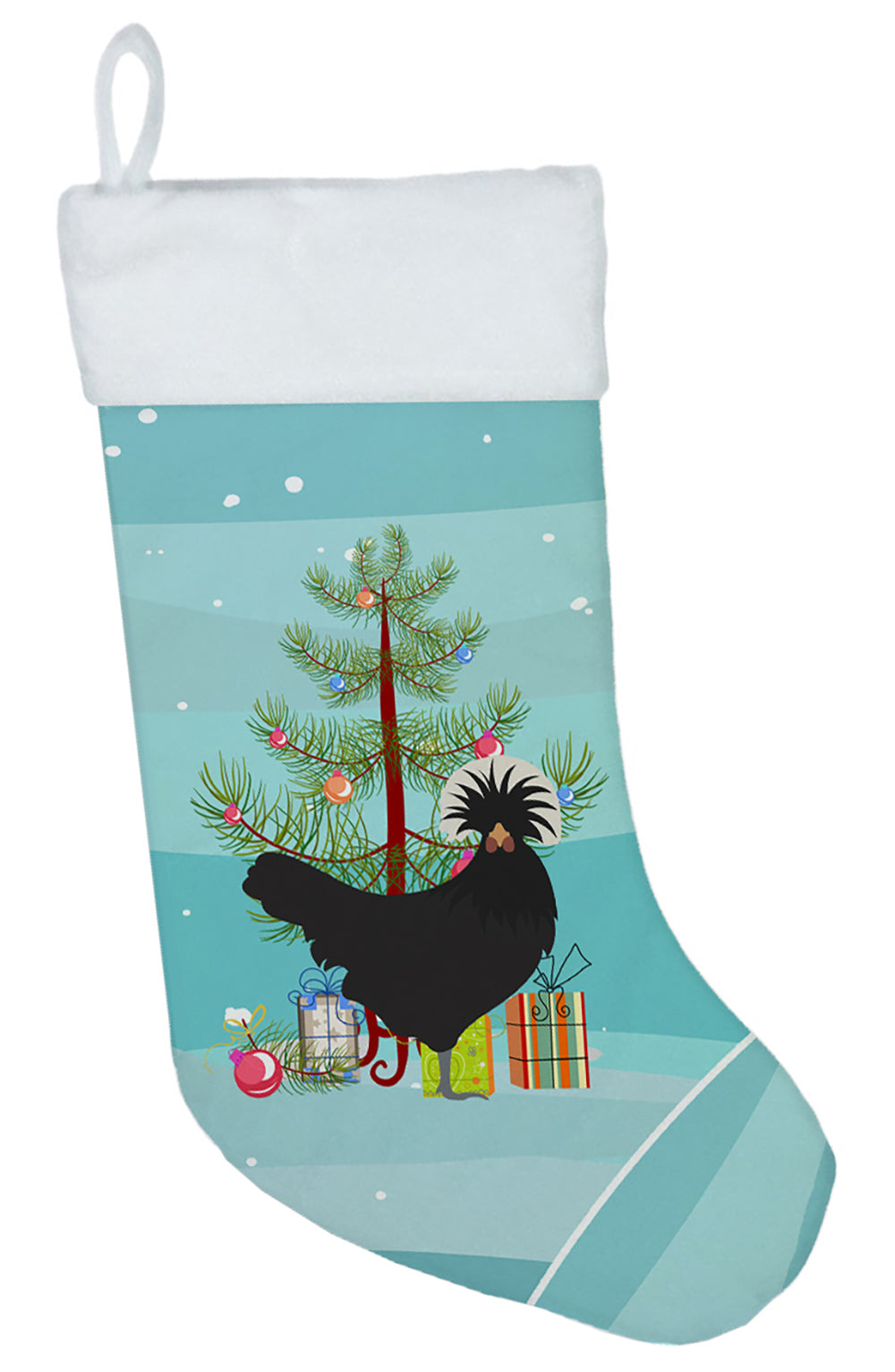 Polish Poland Chicken Christmas Holiday Stocking Double-Sided Print, Polyester Suede,11x18, Made in USA