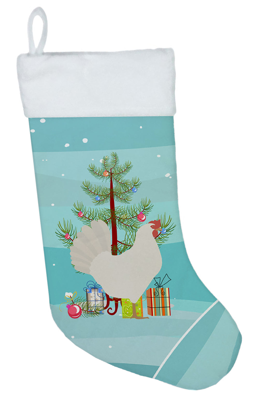 Leghorn Chicken Christmas Holiday Stocking Double-Sided Print, Polyester Suede,11x18, Made in USA