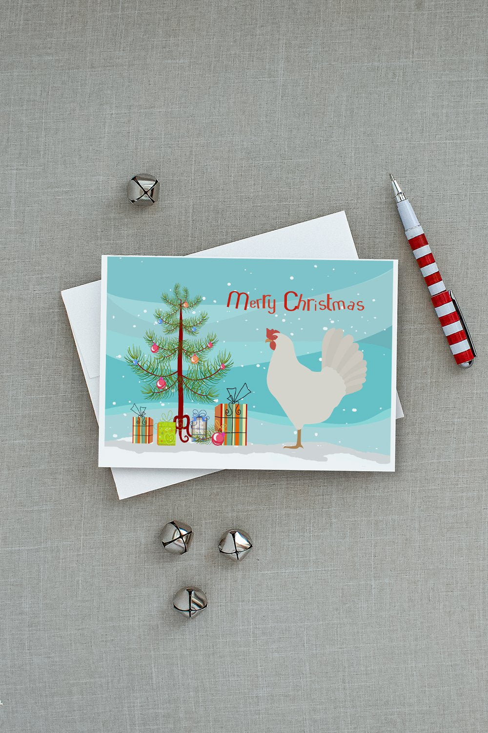 Leghorn Chicken Christmas Greeting Cards Pack of 8 Blank Cards with Envelopes Whimsical A7 Size 5x7