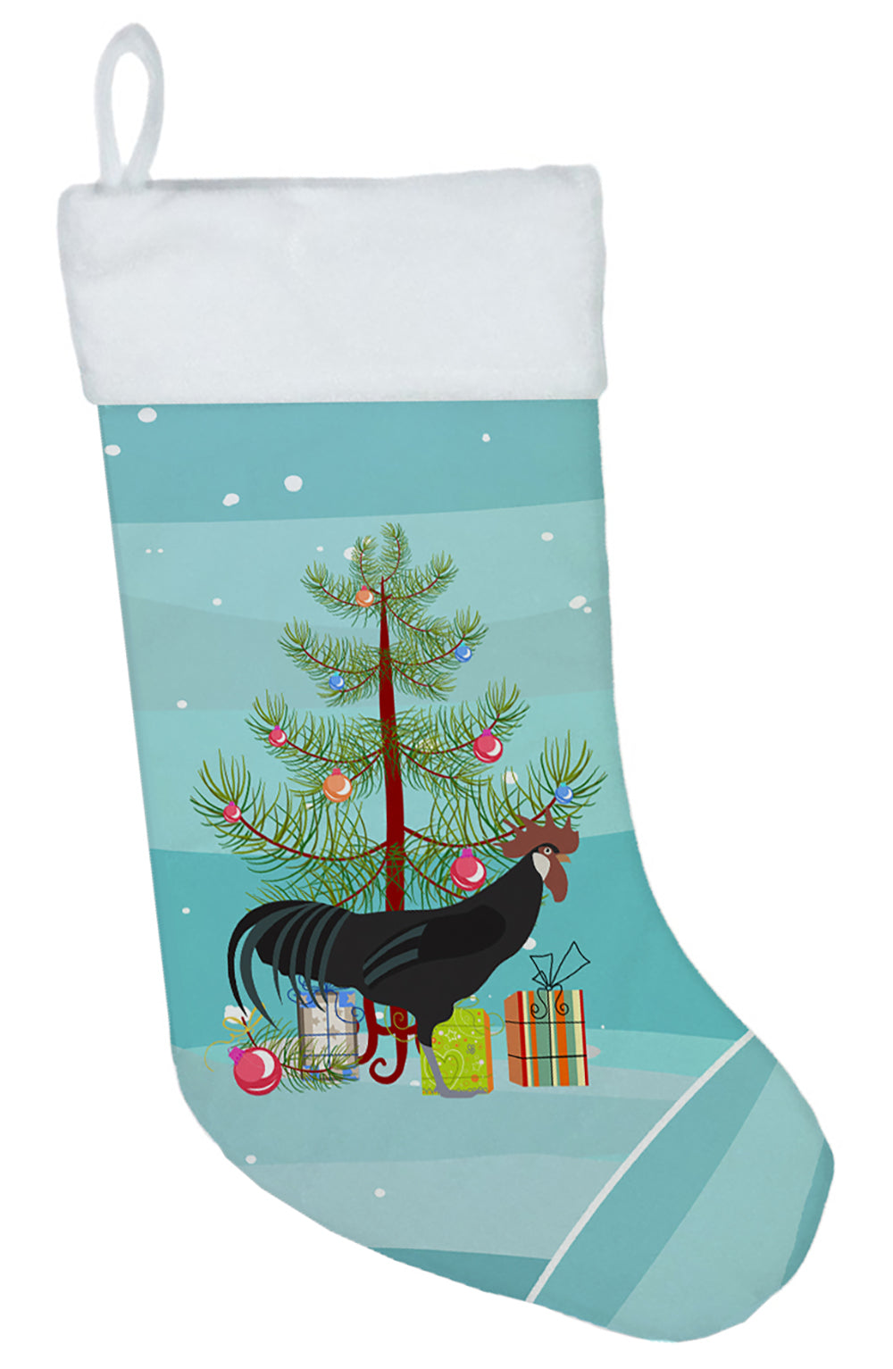 Minorca Ctalalan Chicken Christmas Holiday Stocking Double-Sided Print, Polyester Suede,11x18, Made in USA