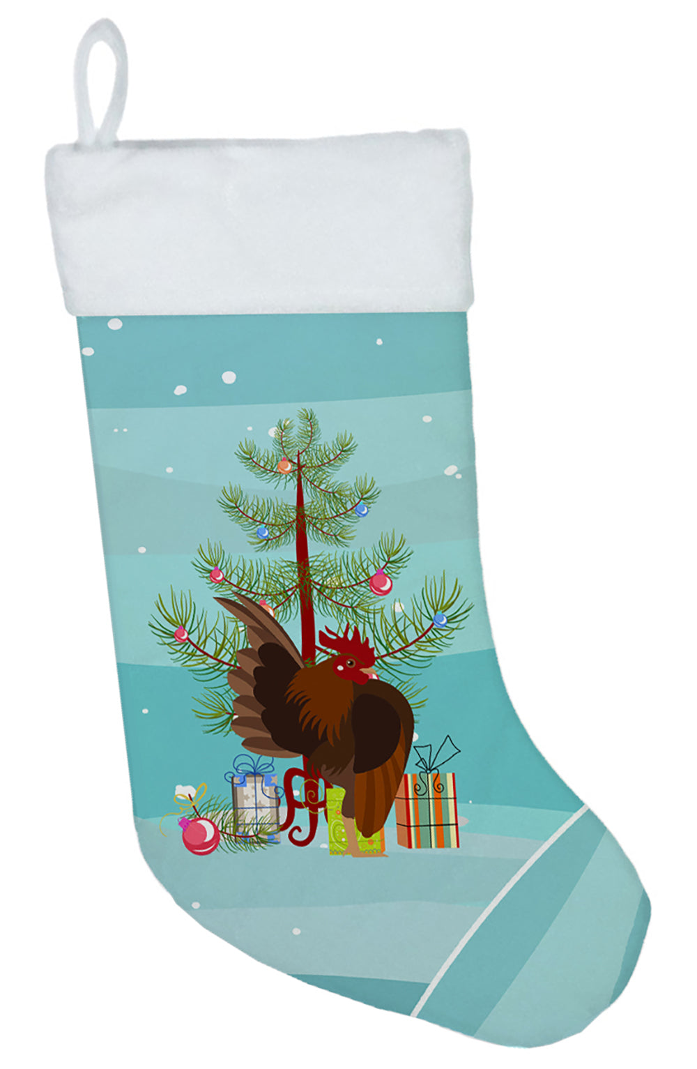 Malaysian Serama Chicken Christmas Holiday Stocking Double-Sided Print, Polyester Suede,11x18, Made in USA