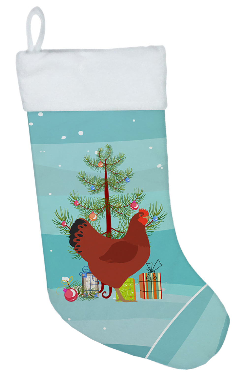 New Hampshire Red Chicken Christmas Holiday Stocking Double-Sided Print, Polyester Suede,11x18, Made in USA