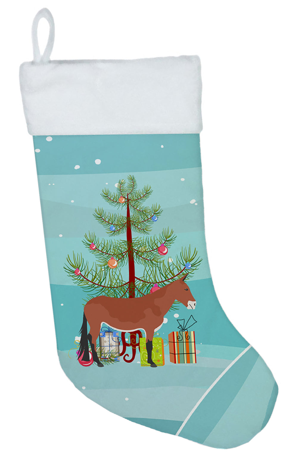 Mule Christmas Holiday Stocking Double-Sided Print, Polyester Suede,11x18, Made in USA