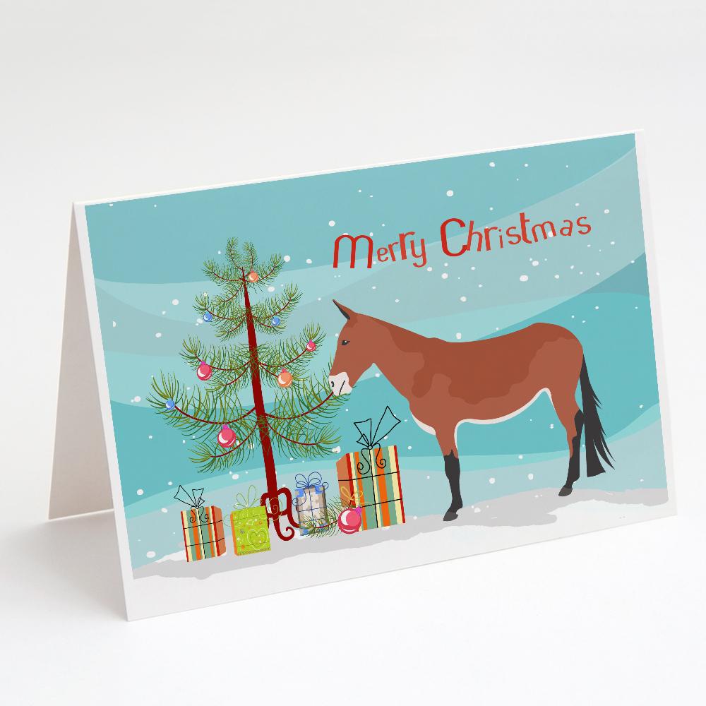 Mule Christmas Greeting Cards Pack of 8 Blank Cards with Envelopes Whimsical A7 Size 5x7