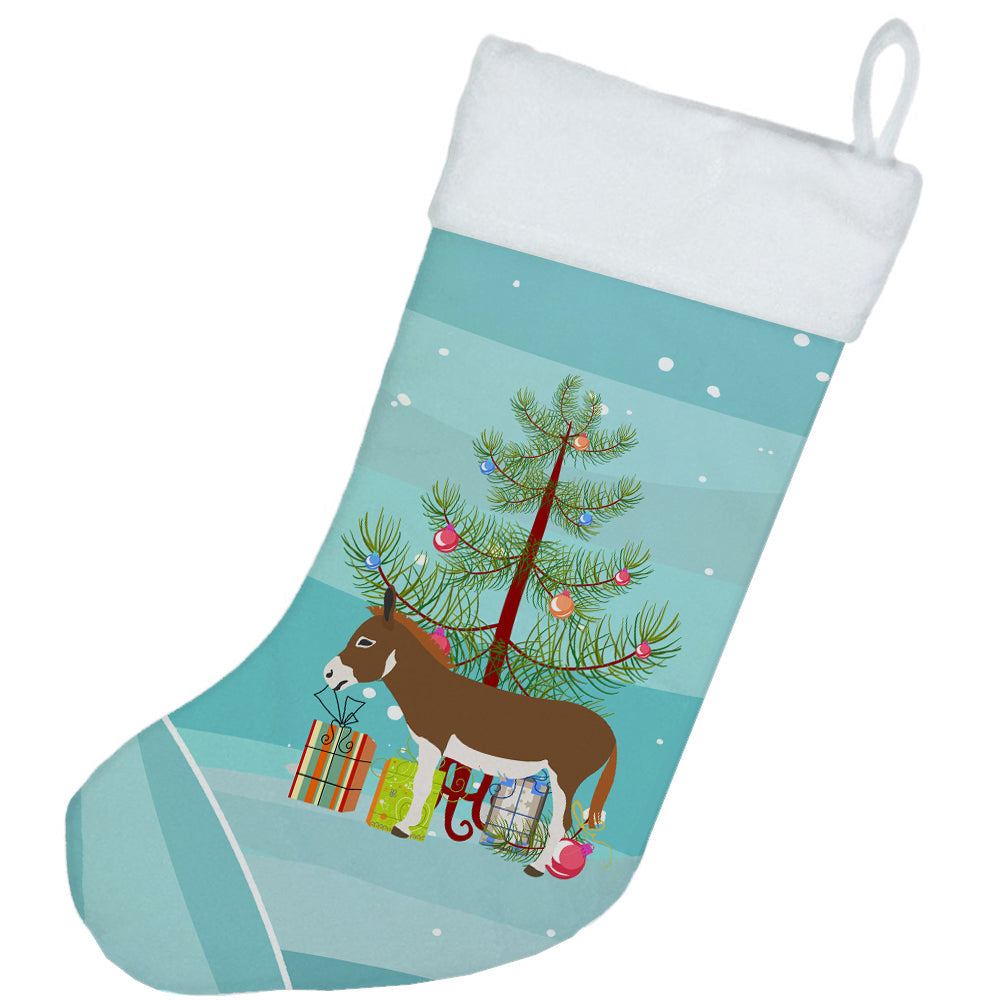 Miniature Mediterranian Donkey Christmas Holiday Stocking Double-Sided Print, Polyester Suede,11x18, Made in USA