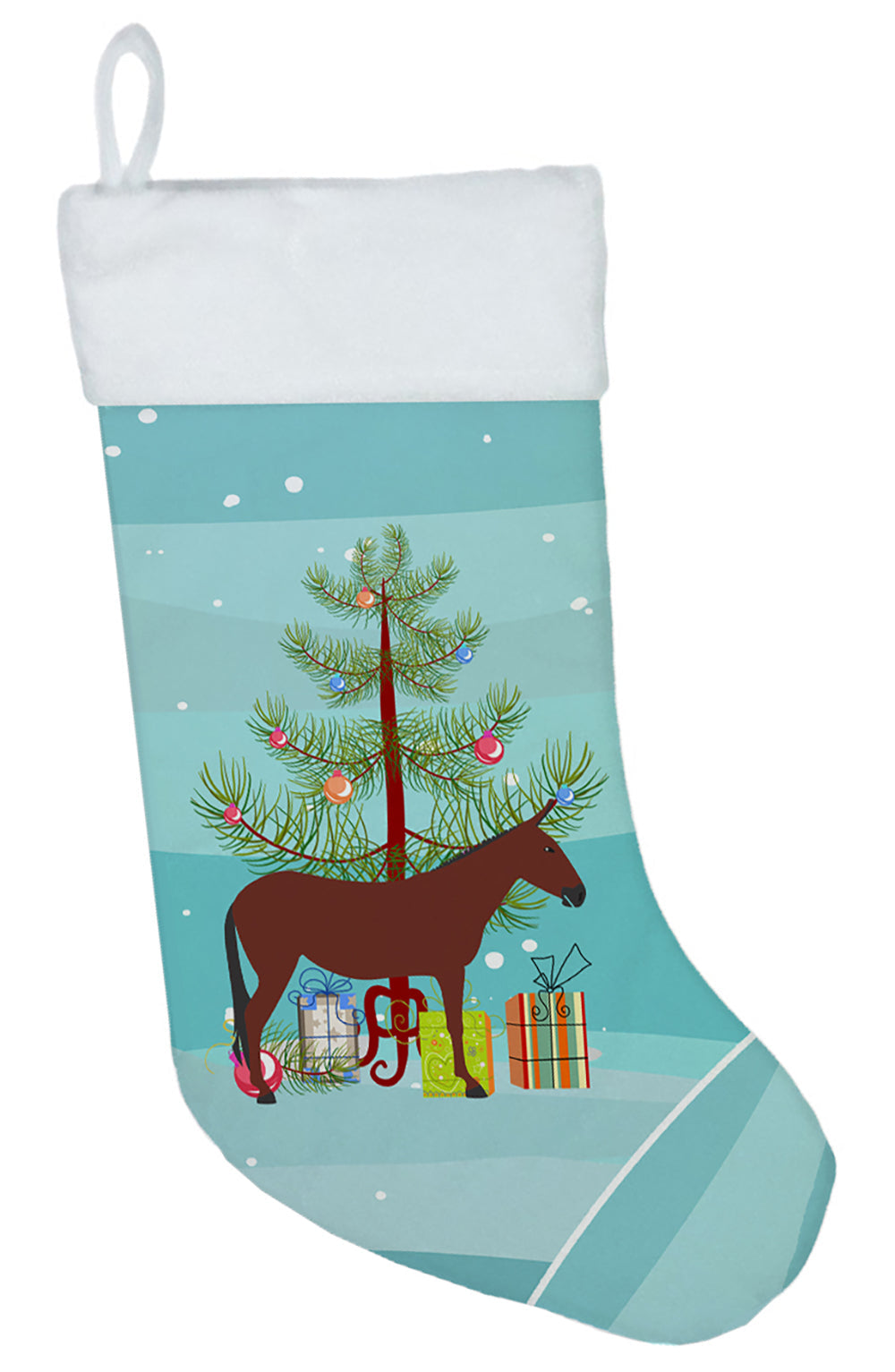 Hinny Horse Donkey Christmas Holiday Stocking Double-Sided Print, Polyester Suede,11x18, Made in USA