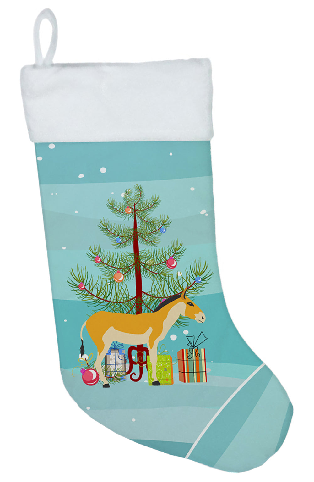 Turkmenian Kulan Donkey Christmas Holiday Stocking Double-Sided Print, Polyester Suede,11x18, Made in USA