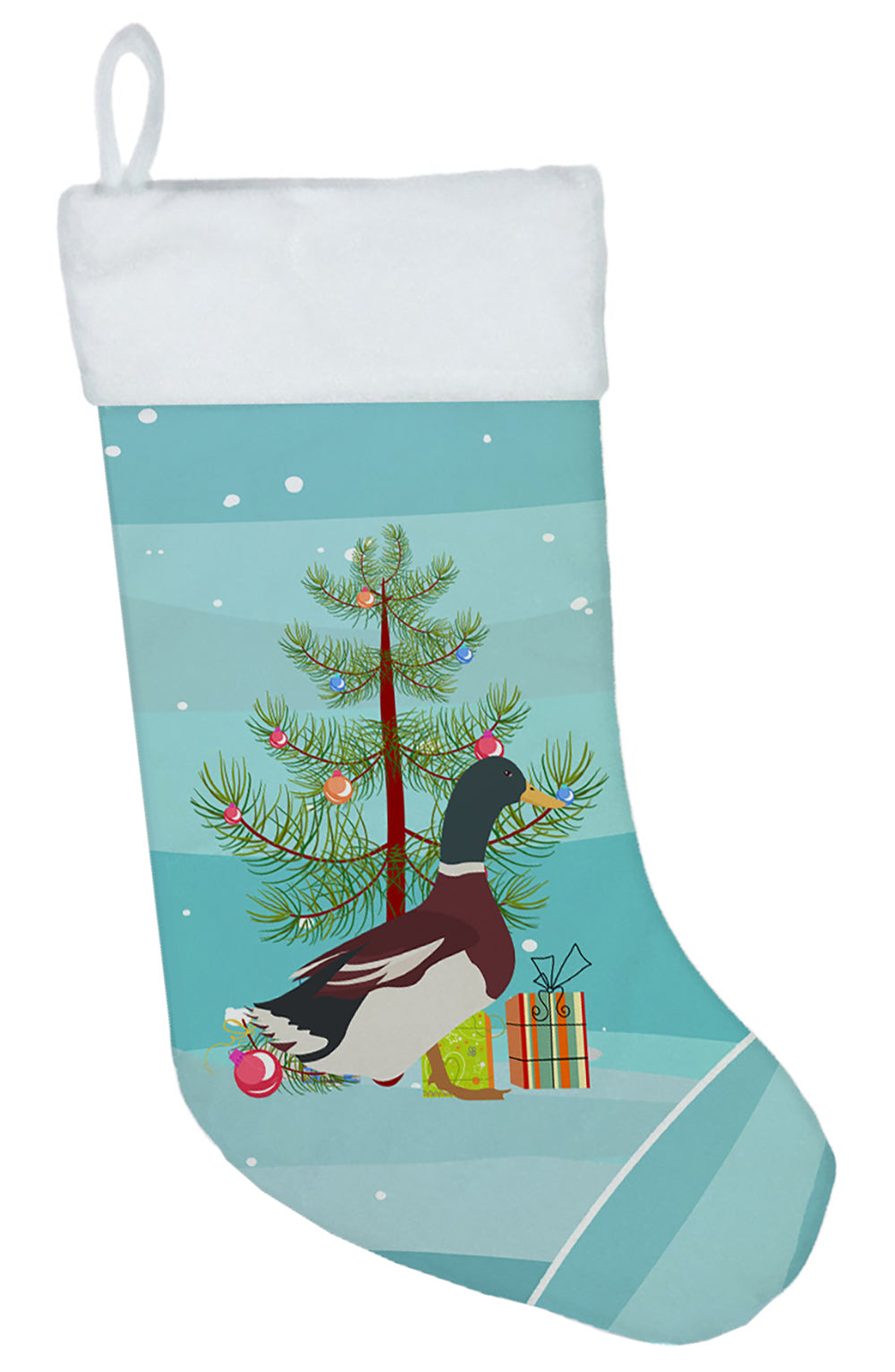 Rouen Duck Christmas Holiday Stocking Double-Sided Print, Polyester Suede,11x18, Made in USA