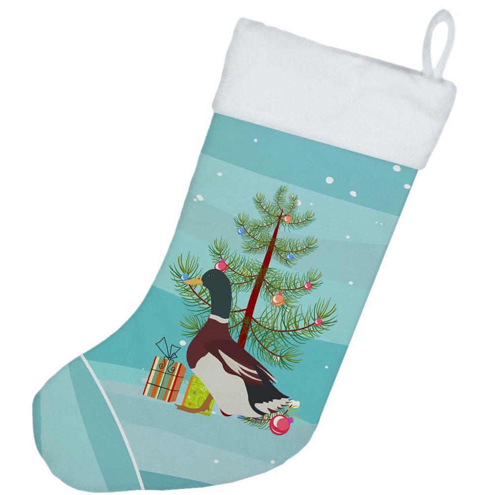 Rouen Duck Christmas Holiday Stocking Double-Sided Print, Polyester Suede,11x18, Made in USA