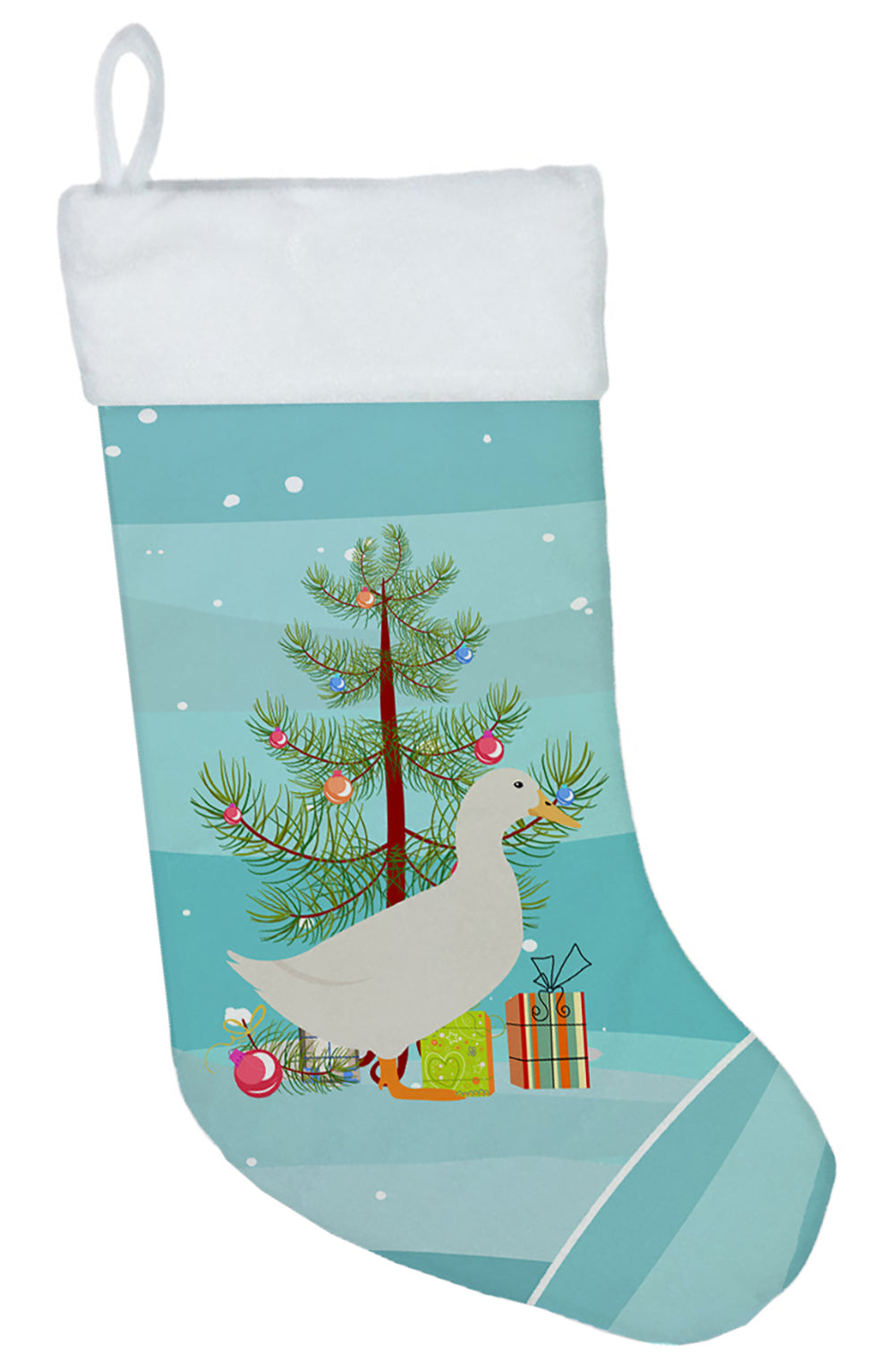 American Pekin Duck Christmas Holiday Stocking Double-Sided Print, Polyester Suede,11x18, Made in USA