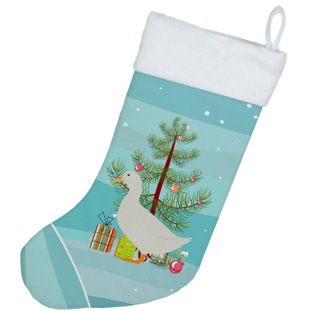 American Pekin Duck Christmas Holiday Stocking Double-Sided Print, Polyester Suede,11x18, Made in USA