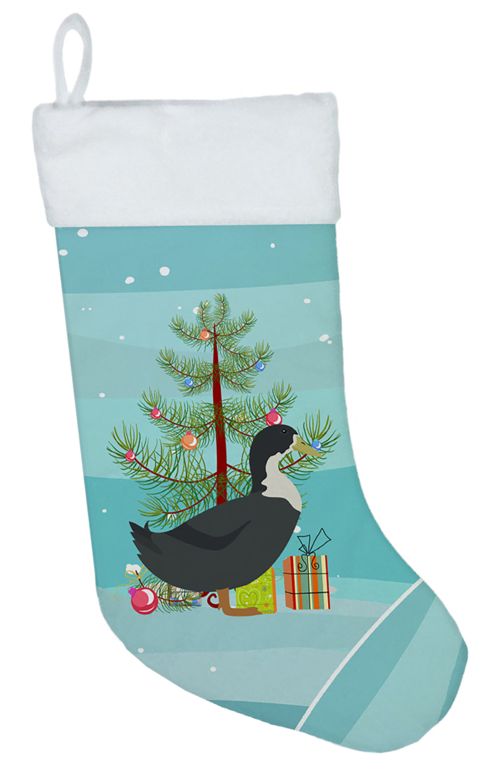 Blue Swedish Duck Christmas Holiday Stocking Double-Sided Print, Polyester Suede,11x18, Made in USA