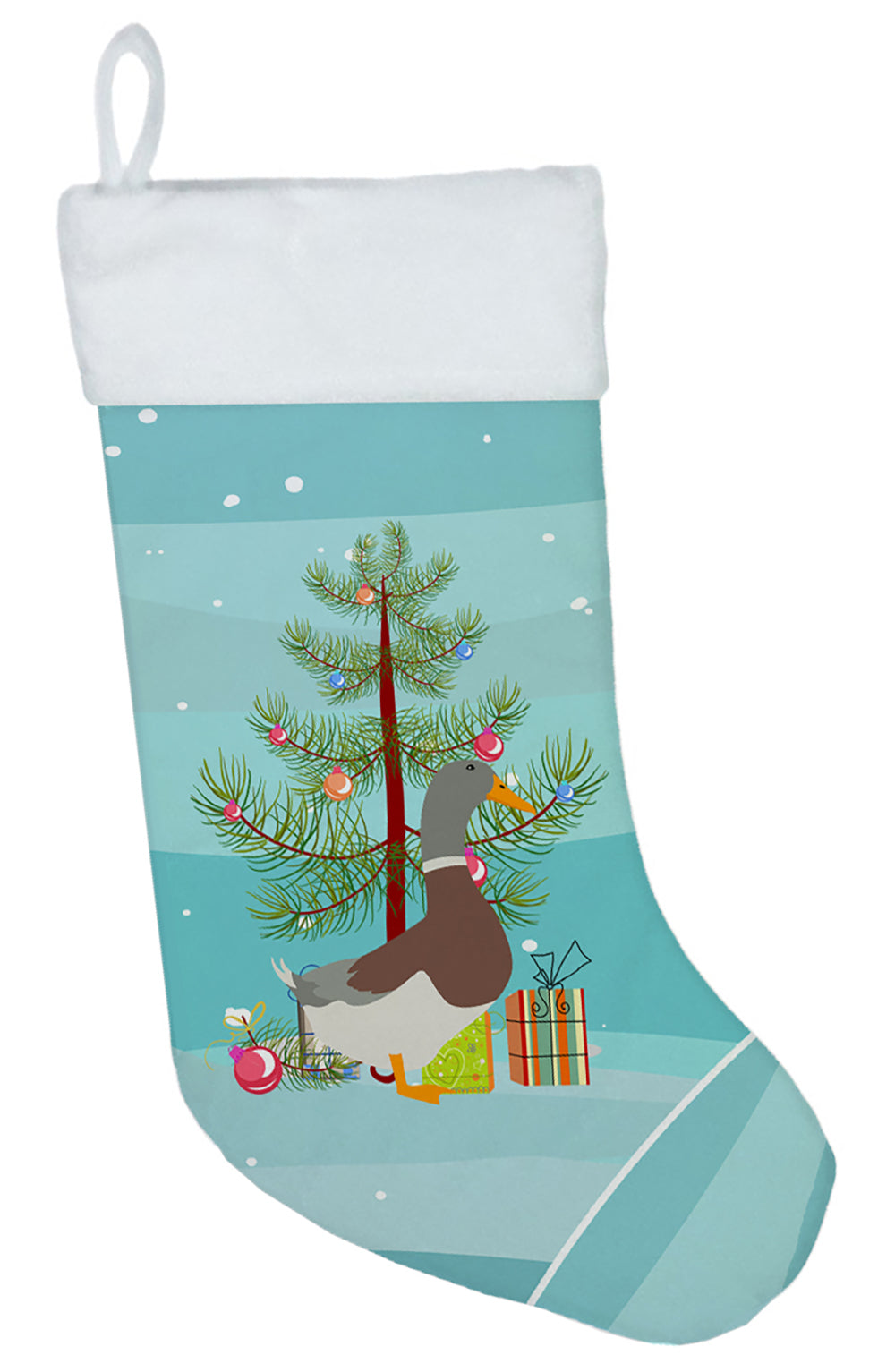 Saxony Sachsenente Duck Christmas Holiday Stocking Double-Sided Print, Polyester Suede,11x18, Made in USA
