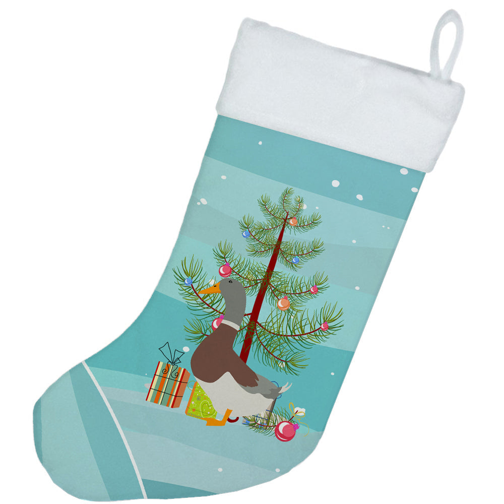 Saxony Sachsenente Duck Christmas Holiday Stocking Double-Sided Print, Polyester Suede,11x18, Made in USA