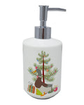 Saxony Sachsenente Duck Christmas Ceramic Soap Dispenser , Empty Refillable Hand Soap Pump Bottle for Bathroom Kitchen