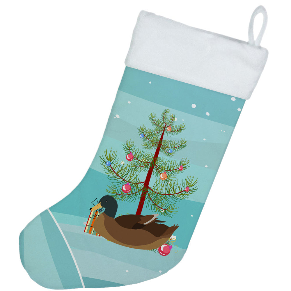 Khaki Campbell Duck Christmas Holiday Stocking Double-Sided Print, Polyester Suede,11x18, Made in USA