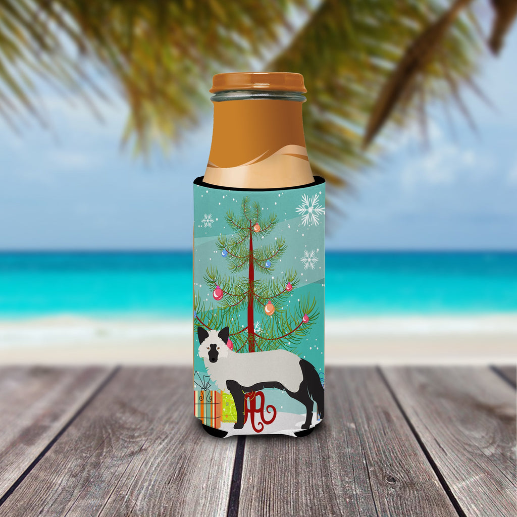 Silver Fox Christmas Slim Can Hugger , Insulated Foam Hugger for 12 oz Slim Cans, Beer Bottles & Water Bottles, Printed in USA