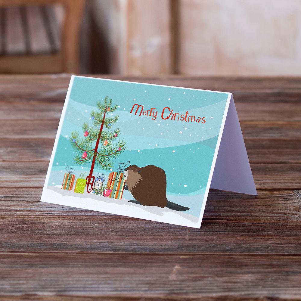 Eurasian Beaver Christmas Greeting Cards Pack of 8 Blank Cards with Envelopes Whimsical A7 Size 5x7