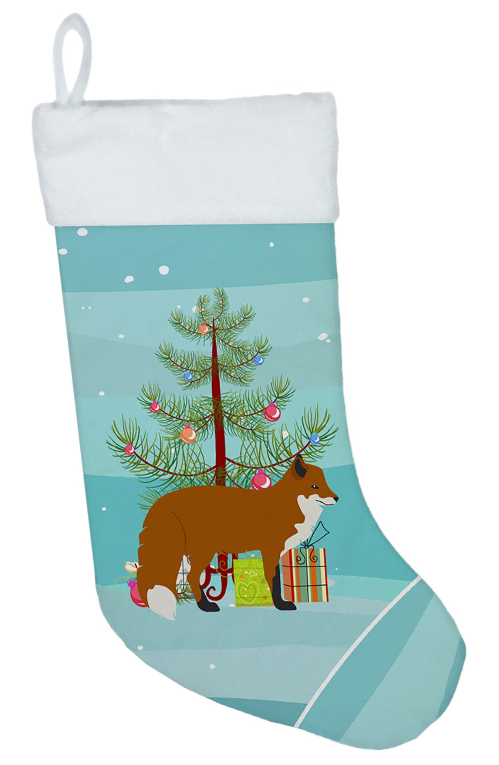 Red Fox Christmas Holiday Stocking Double-Sided Print, Polyester Suede,11x18, Made in USA