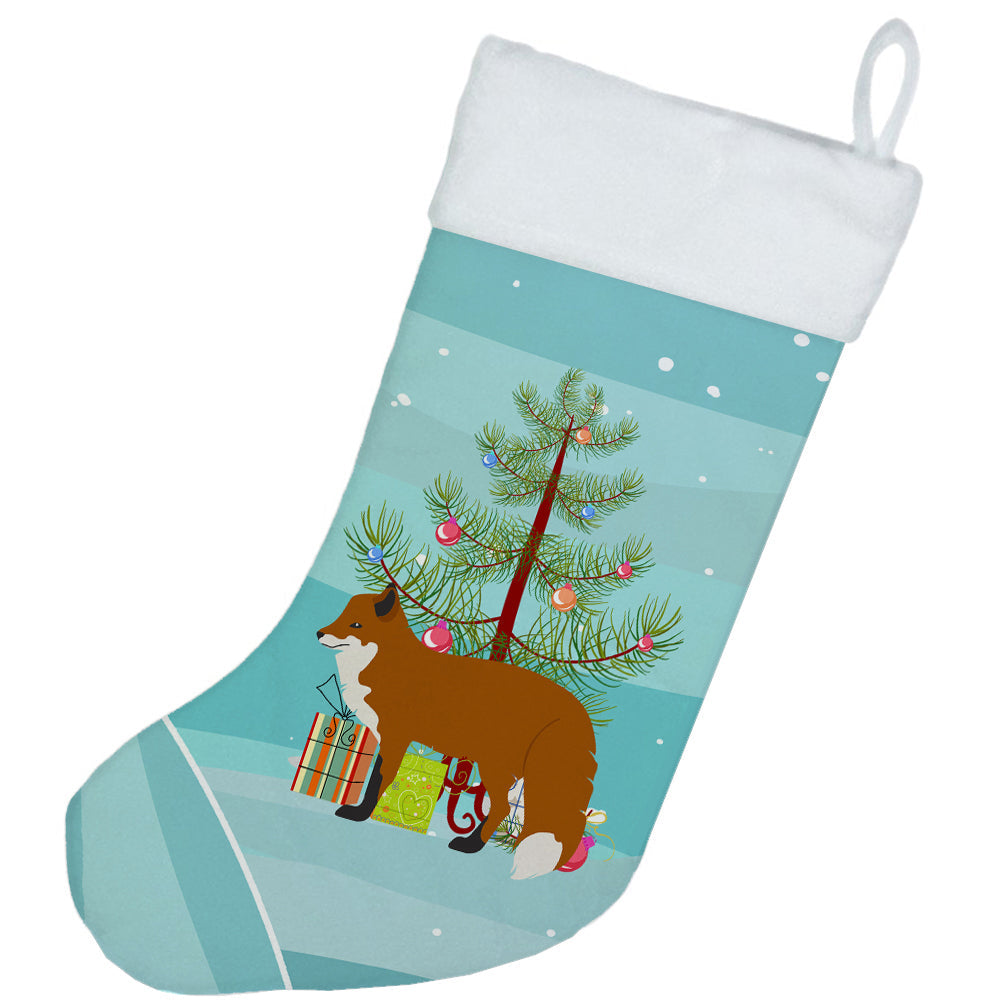 Red Fox Christmas Holiday Stocking Double-Sided Print, Polyester Suede,11x18, Made in USA