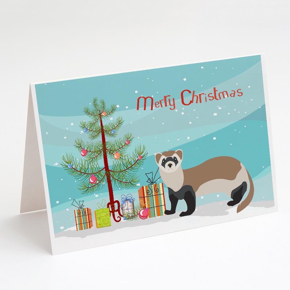 Ferret Christmas Greeting Cards Pack of 8 Blank Cards with Envelopes Whimsical A7 Size 5x7