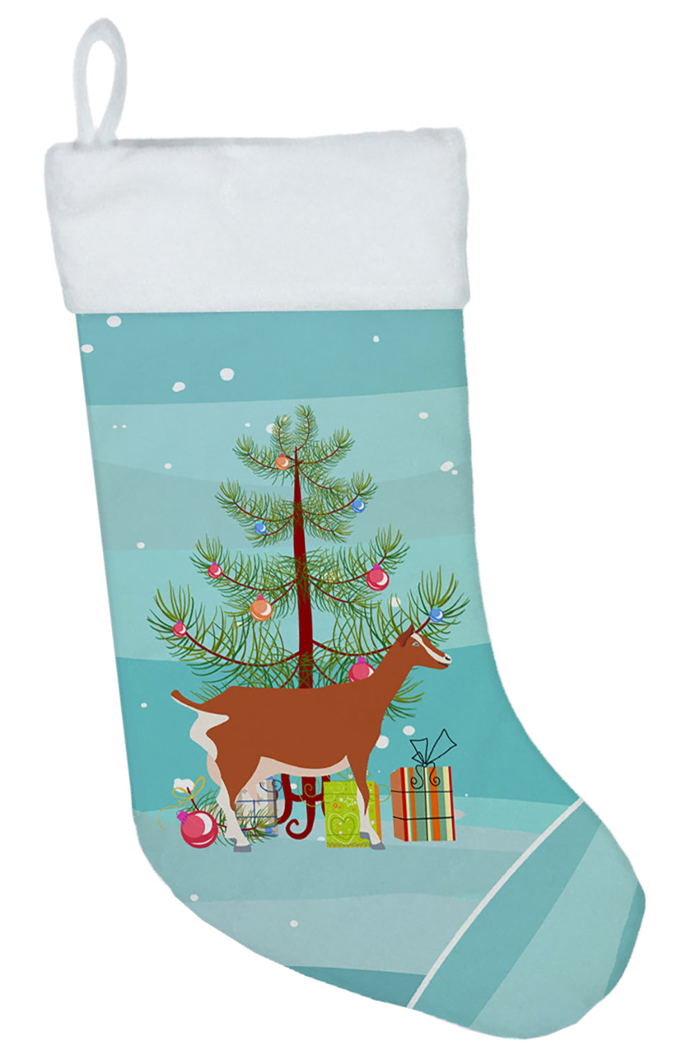 Toggenburger Goat Christmas Holiday Stocking Double-Sided Print, Polyester Suede,11x18, Made in USA