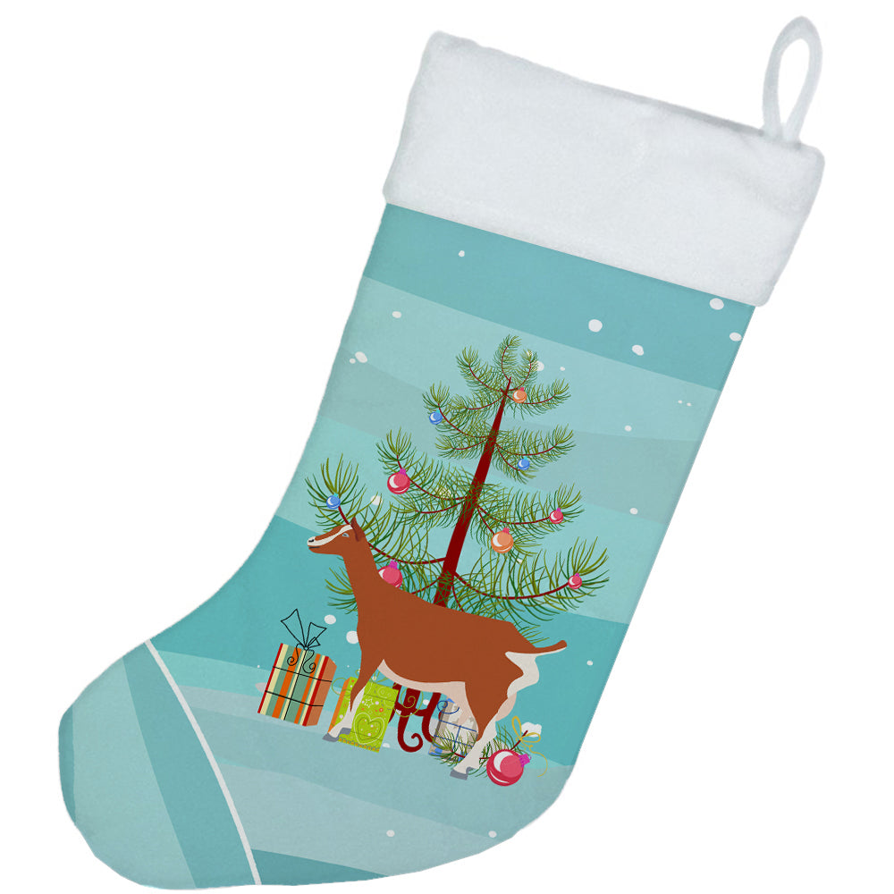 Toggenburger Goat Christmas Holiday Stocking Double-Sided Print, Polyester Suede,11x18, Made in USA