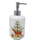 Toggenburger Goat Christmas Ceramic Soap Dispenser , Empty Refillable Hand Soap Pump Bottle for Bathroom Kitchen