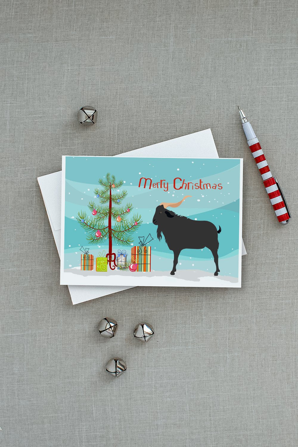 Verata Goat Christmas Greeting Cards Pack of 8 Blank Cards with Envelopes Whimsical A7 Size 5x7