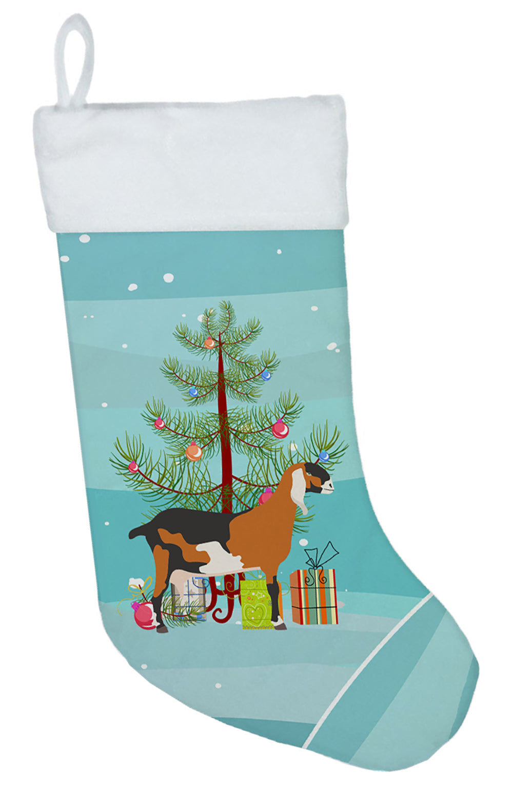Anglo-nubian Nubian Goat Christmas Holiday Stocking Double-Sided Print, Polyester Suede,11x18, Made in USA