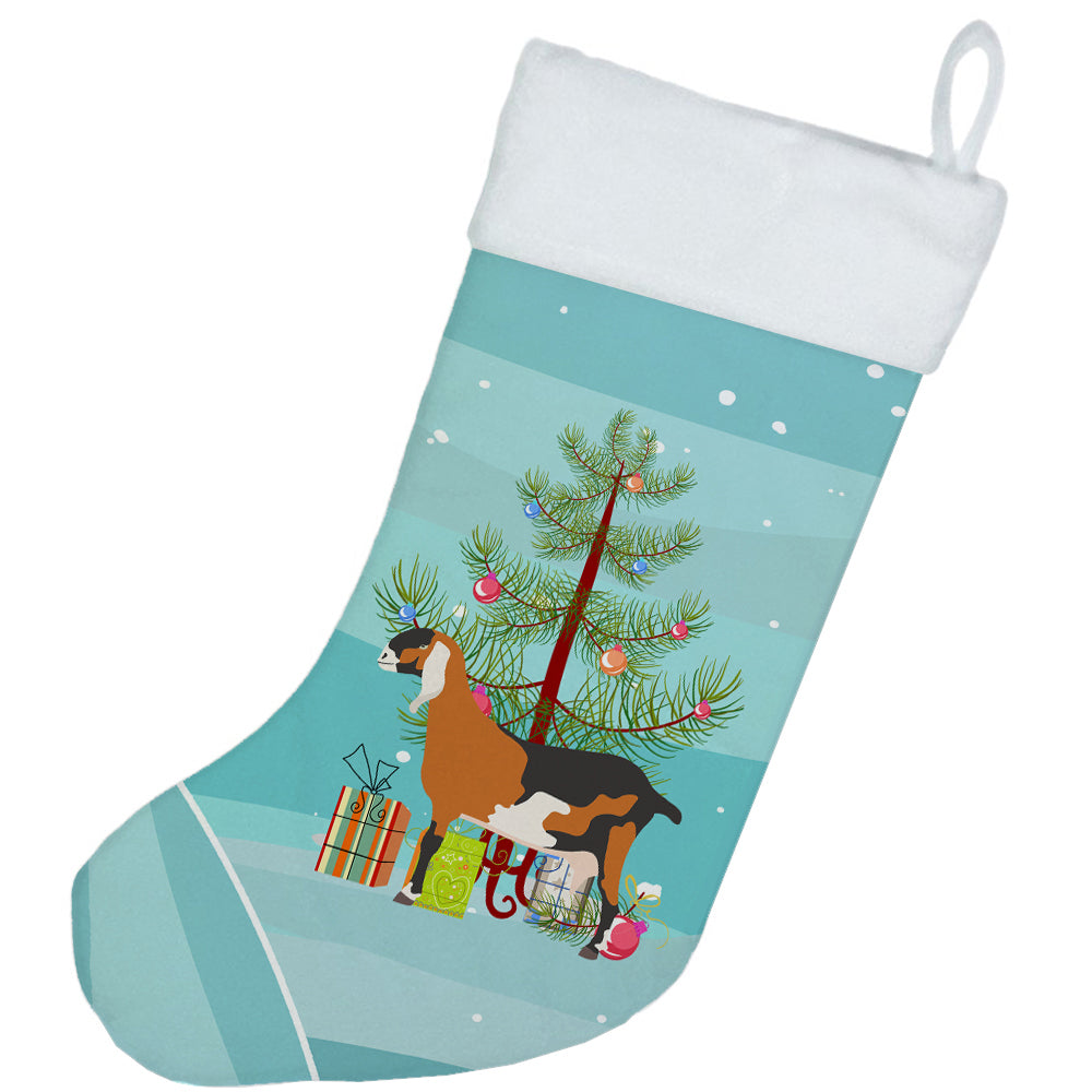 Anglo-nubian Nubian Goat Christmas Holiday Stocking Double-Sided Print, Polyester Suede,11x18, Made in USA