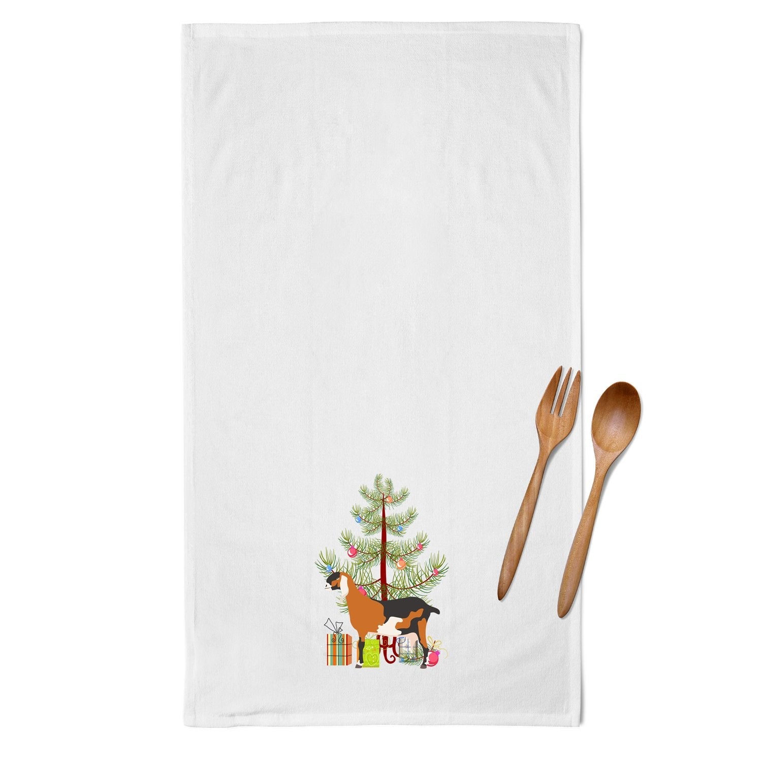 Anglo-nubian Nubian Goat Christmas Kitchen Towel Set of 2 White Dish Towels Decorative Bathroom Hand towel for Hand, Face, Hair, Yoga, Tea, Dishcloth, 19 X 28", White