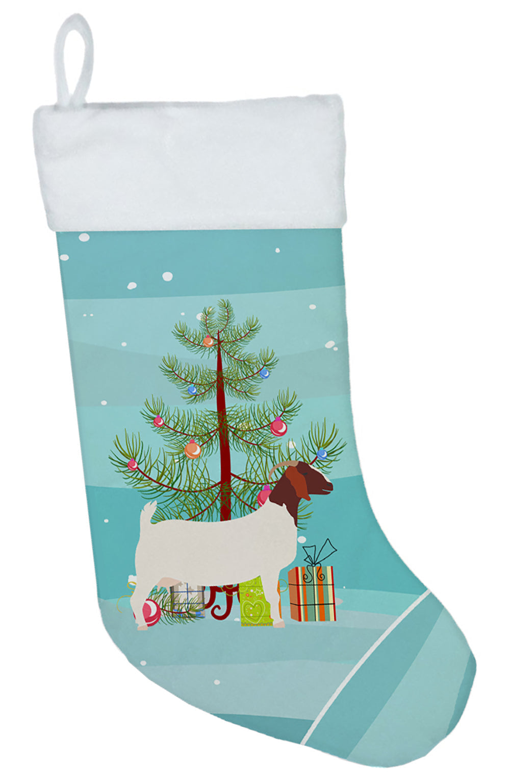 Boer Goat Christmas Holiday Stocking Double-Sided Print, Polyester Suede,11x18, Made in USA