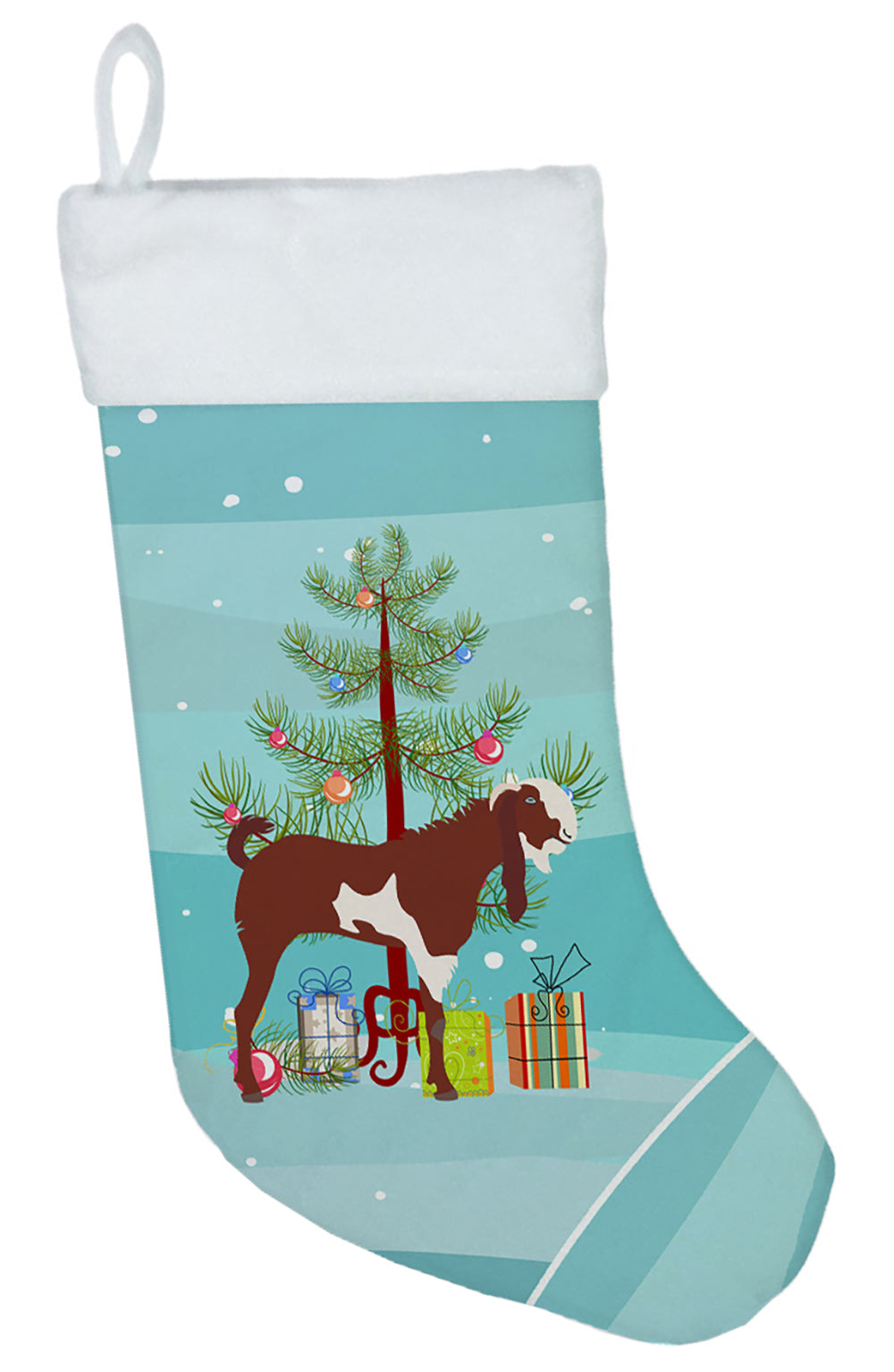 Jamnapari Goat Christmas Holiday Stocking Double-Sided Print, Polyester Suede,11x18, Made in USA