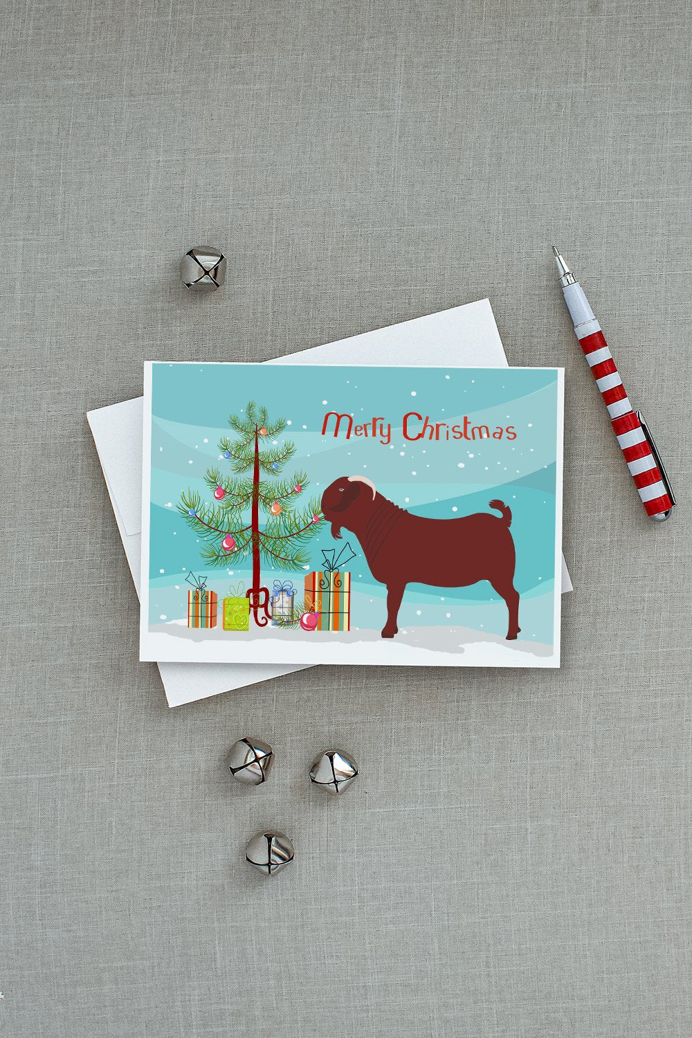 Kalahari Red Goat Christmas Greeting Cards Pack of 8 Blank Cards with Envelopes Whimsical A7 Size 5x7