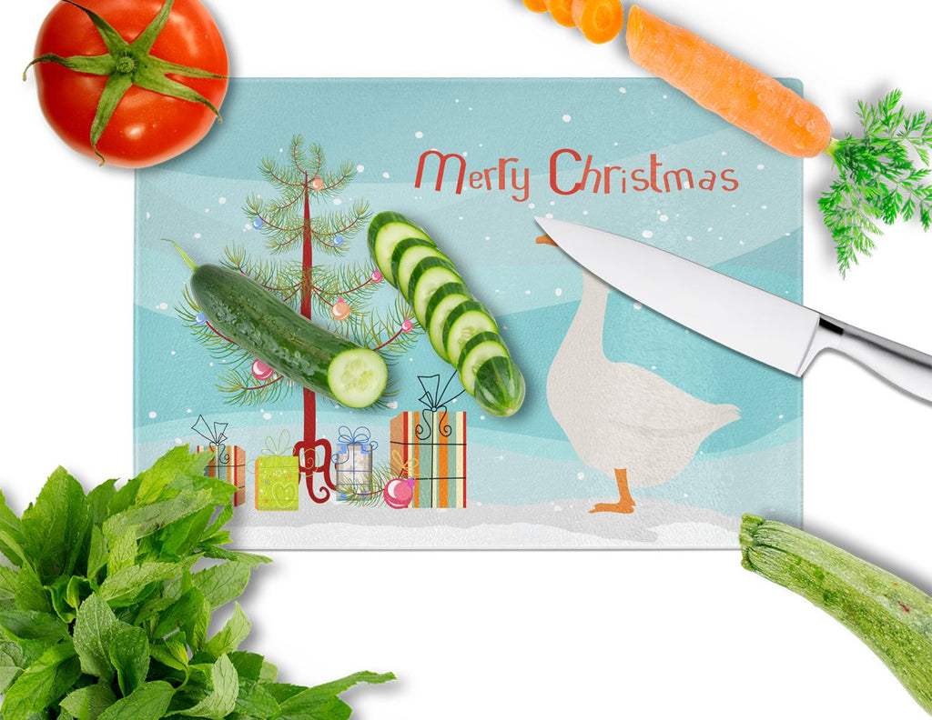 Embden Goose Christmas Cutting Board Tempered Glass Kitchen Cutting Surface, Heat Resistant Chopping, Non-Slip Feet, Food Prep & Serving