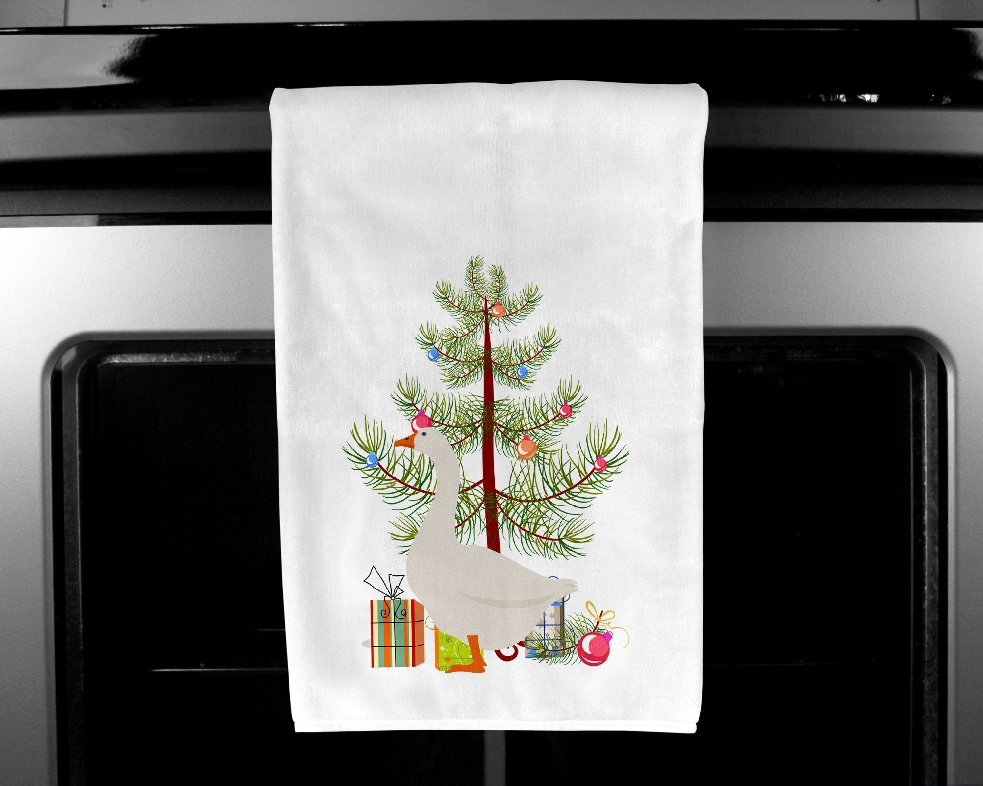 Embden Goose Christmas Kitchen Towel Set of 2 White Dish Towels Decorative Bathroom Hand towel for Hand, Face, Hair, Yoga, Tea, Dishcloth, 19 X 28", White