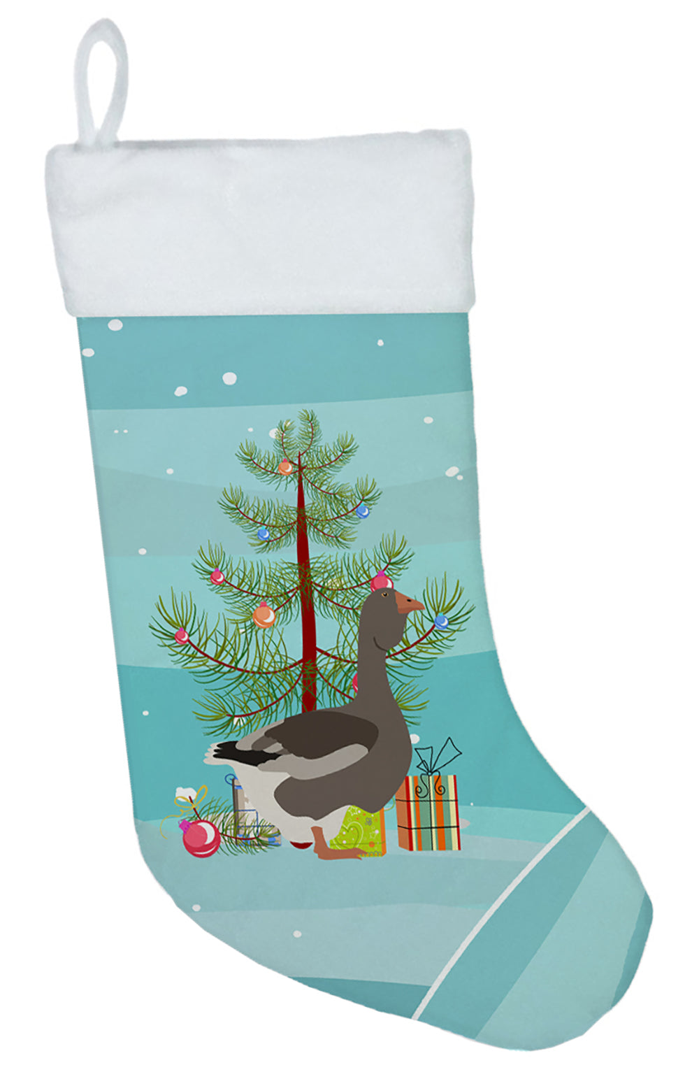 Toulouse Goose Christmas Holiday Stocking Double-Sided Print, Polyester Suede,11x18, Made in USA