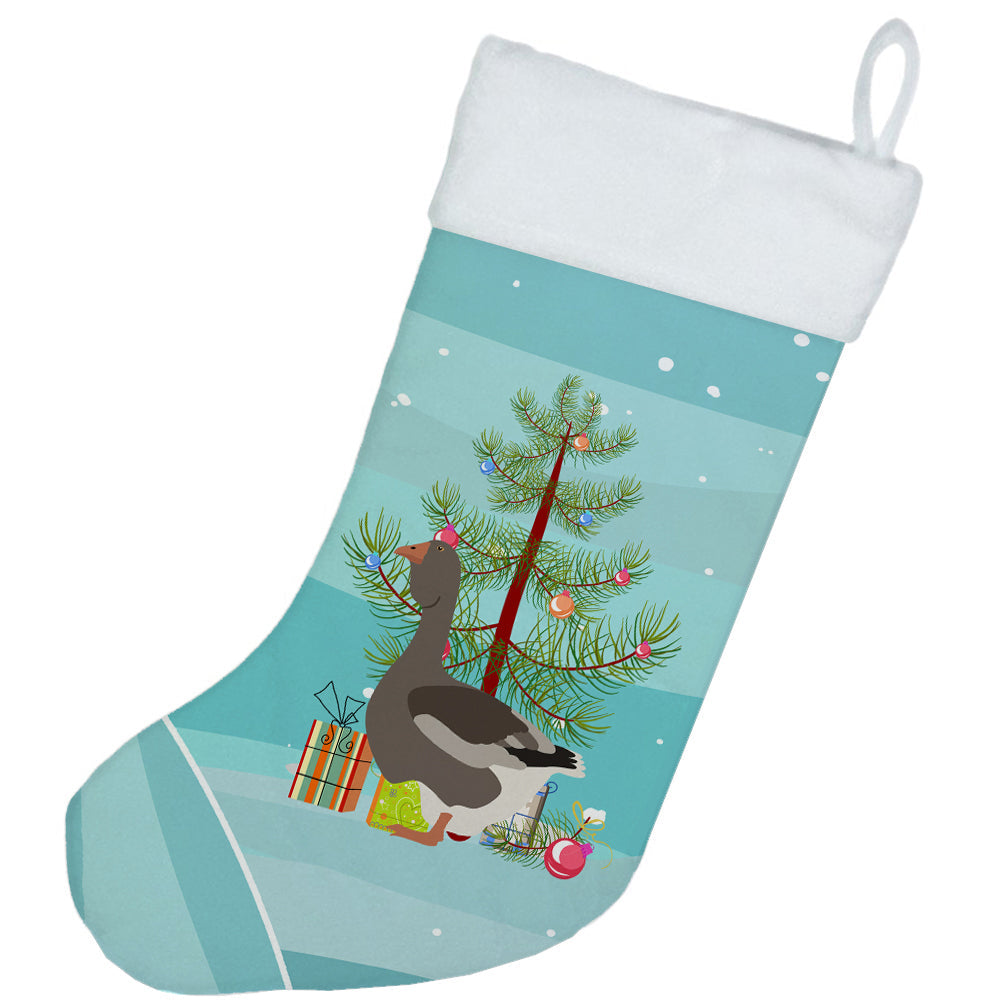 Toulouse Goose Christmas Holiday Stocking Double-Sided Print, Polyester Suede,11x18, Made in USA