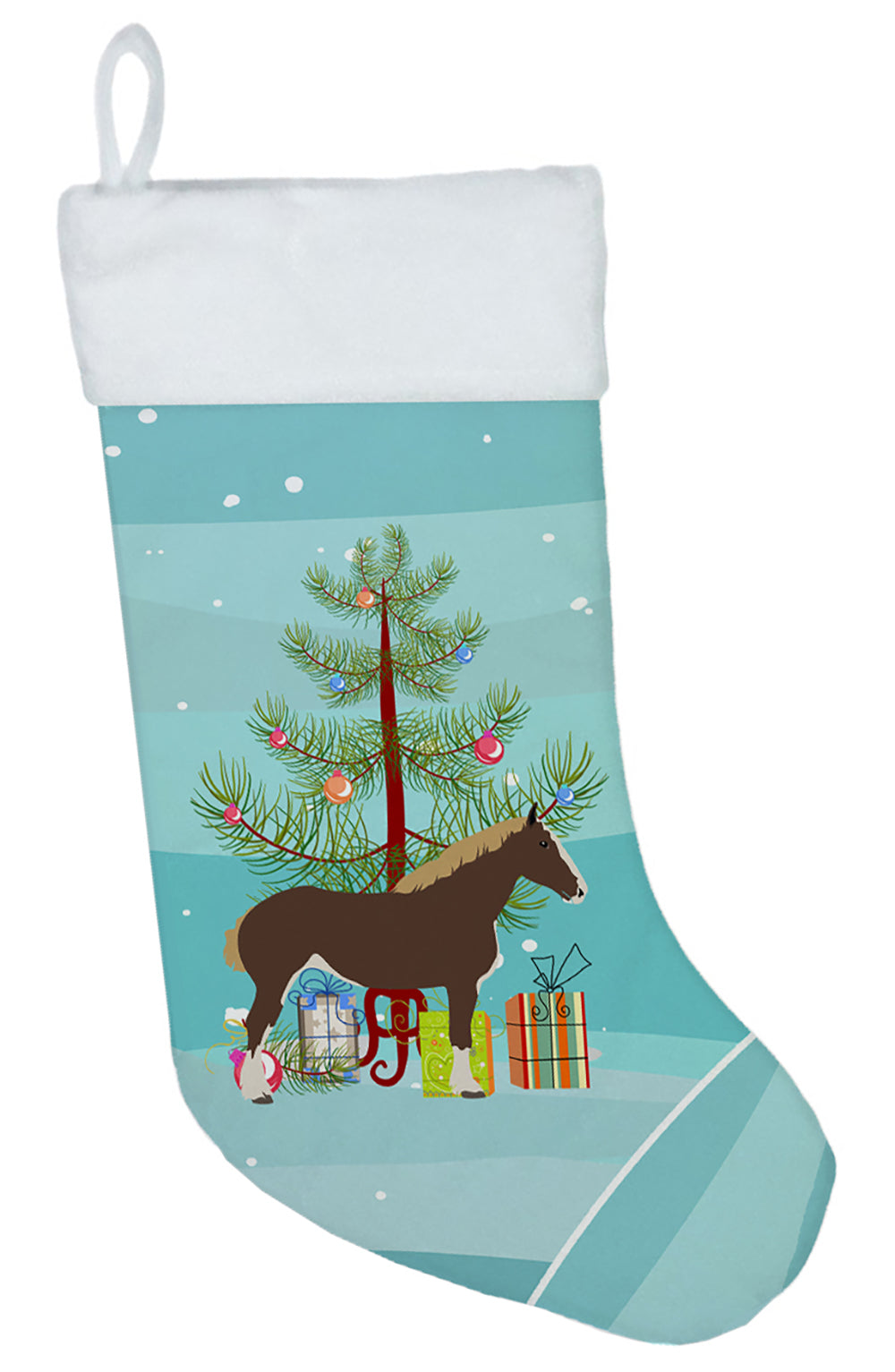 Percheron Horse Christmas Holiday Stocking Double-Sided Print, Polyester Suede,11x18, Made in USA