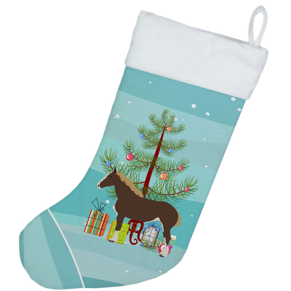Percheron Horse Christmas Holiday Stocking Double-Sided Print, Polyester Suede,11x18, Made in USA