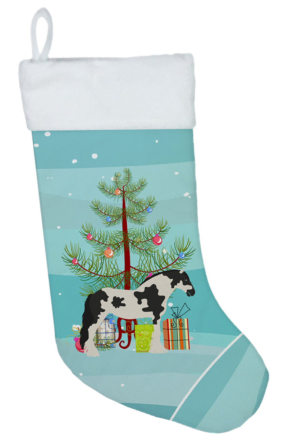 Cyldesdale Horse Christmas Holiday Stocking Double-Sided Print, Polyester Suede,11x18, Made in USA