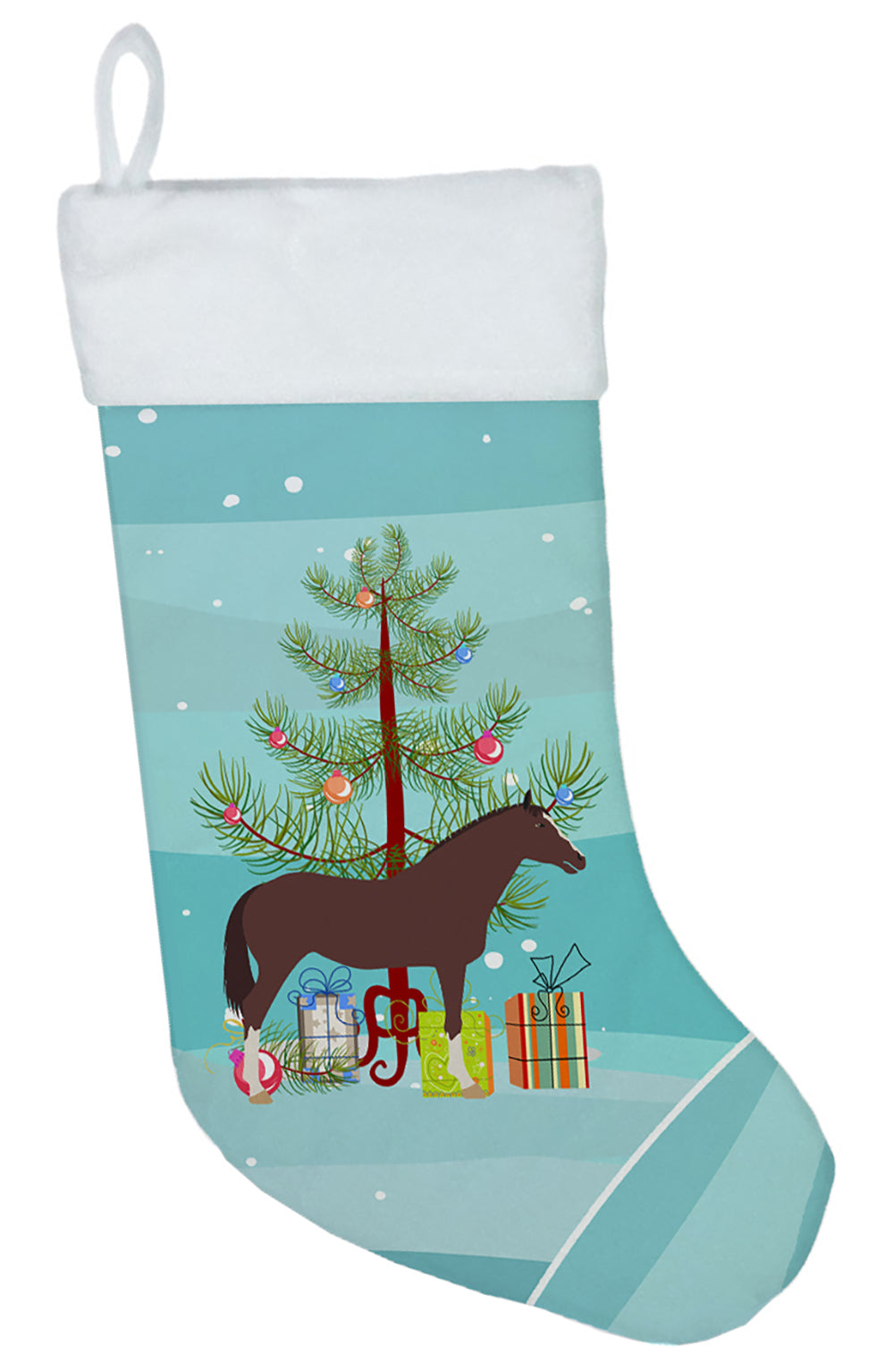 English Thoroughbred Horse Christmas Holiday Stocking Double-Sided Print, Polyester Suede,11x18, Made in USA