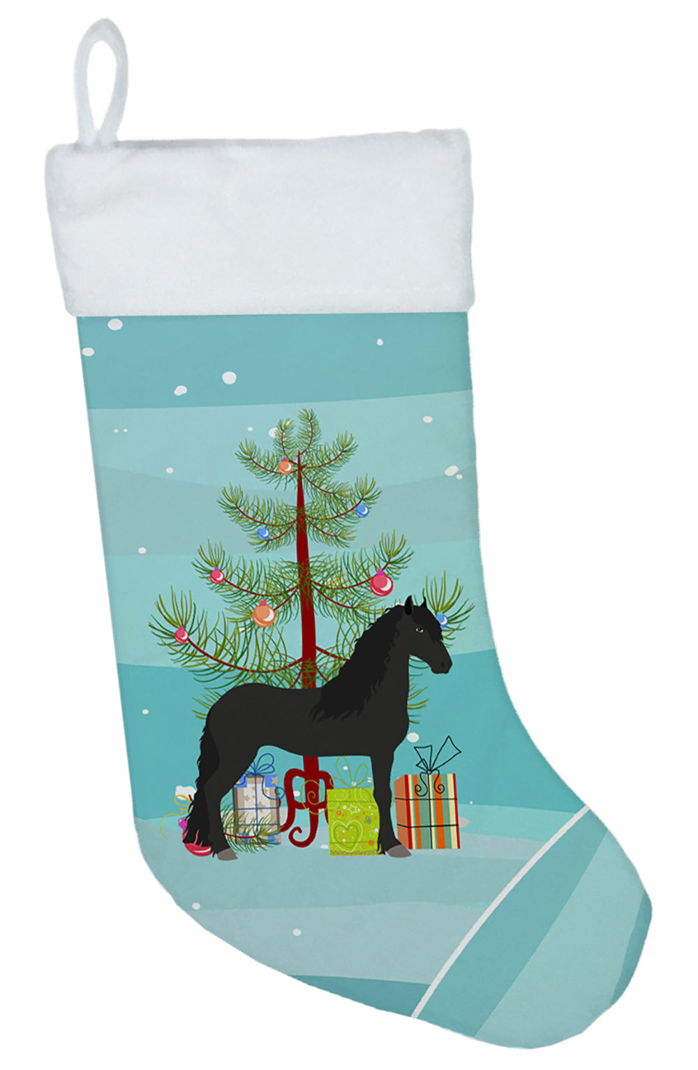 Friesian Horse Christmas Holiday Stocking Double-Sided Print, Polyester Suede,11x18, Made in USA