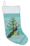 Indian Peacock Peafowl Christmas Holiday Stocking Double-Sided Print, Polyester Suede,11x18, Made in USA