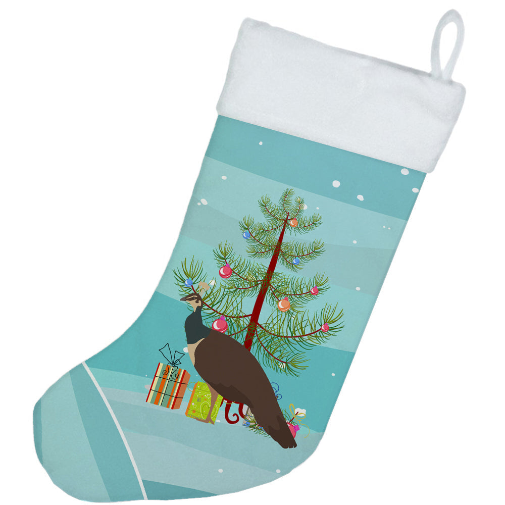 Indian Peahen Peafowl Christmas Holiday Stocking Double-Sided Print, Polyester Suede,11x18, Made in USA