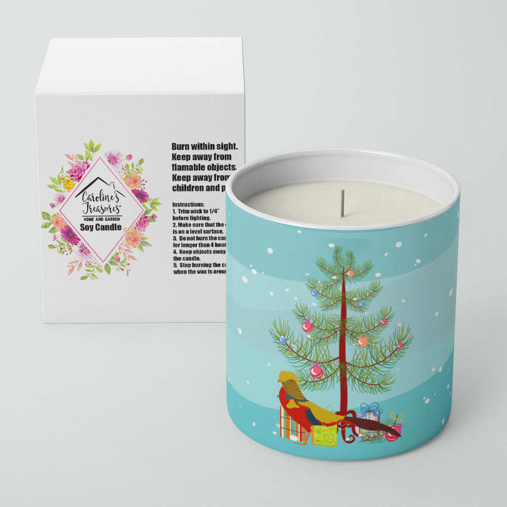 Golden or Chinese Pheasant Christmas Decorative Soy Candle Nature Soy Wax Essential Oil Home Decor Ideal for Bedroom Kitchen Bath Office Gift, 10 oz