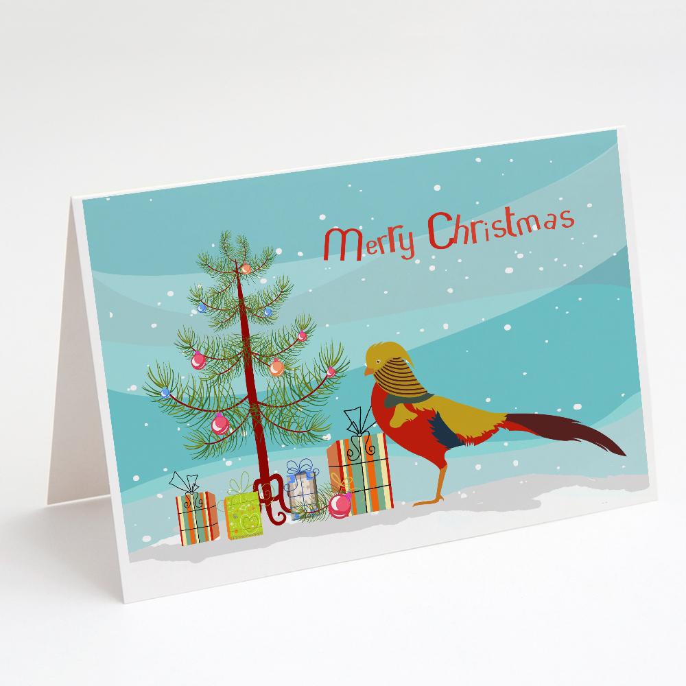 Golden or Chinese Pheasant Christmas Greeting Cards Pack of 8 Blank Cards with Envelopes Whimsical A7 Size 5x7